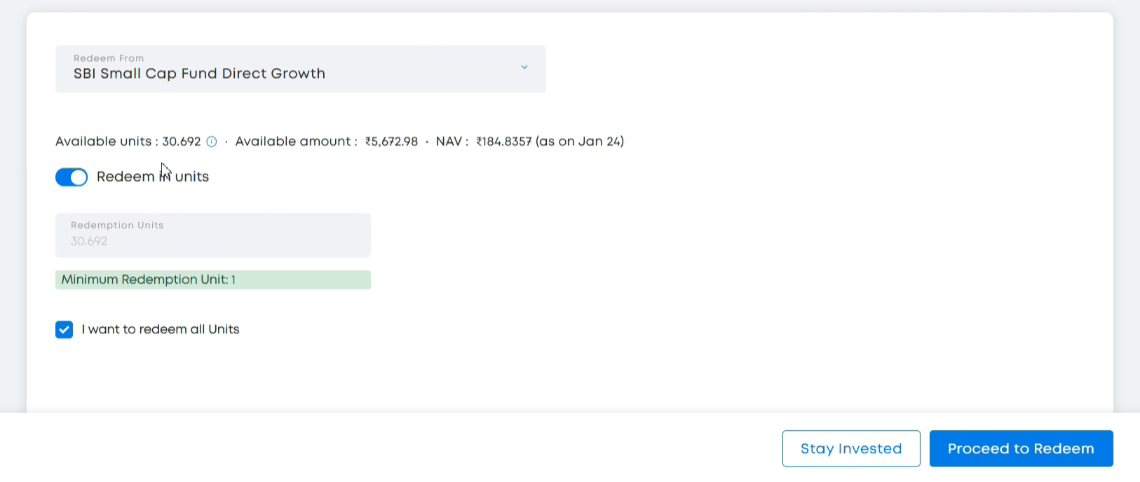 SBI MF-Redeemed Scheme Details